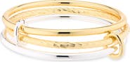 ARGENTO VIVO Set of 3 14K Gold Plate Textured Interlock Bangles