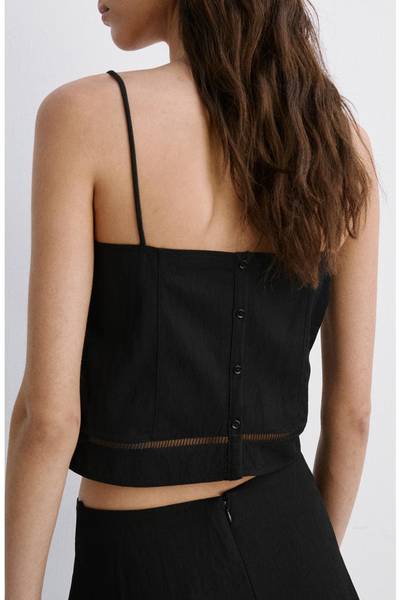 Cutwork Trim Crop Top, Alternate, color, BLACK