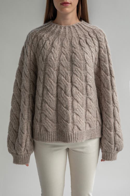 Sskein Tomo Mix Cable Handknit In Oat Heather
