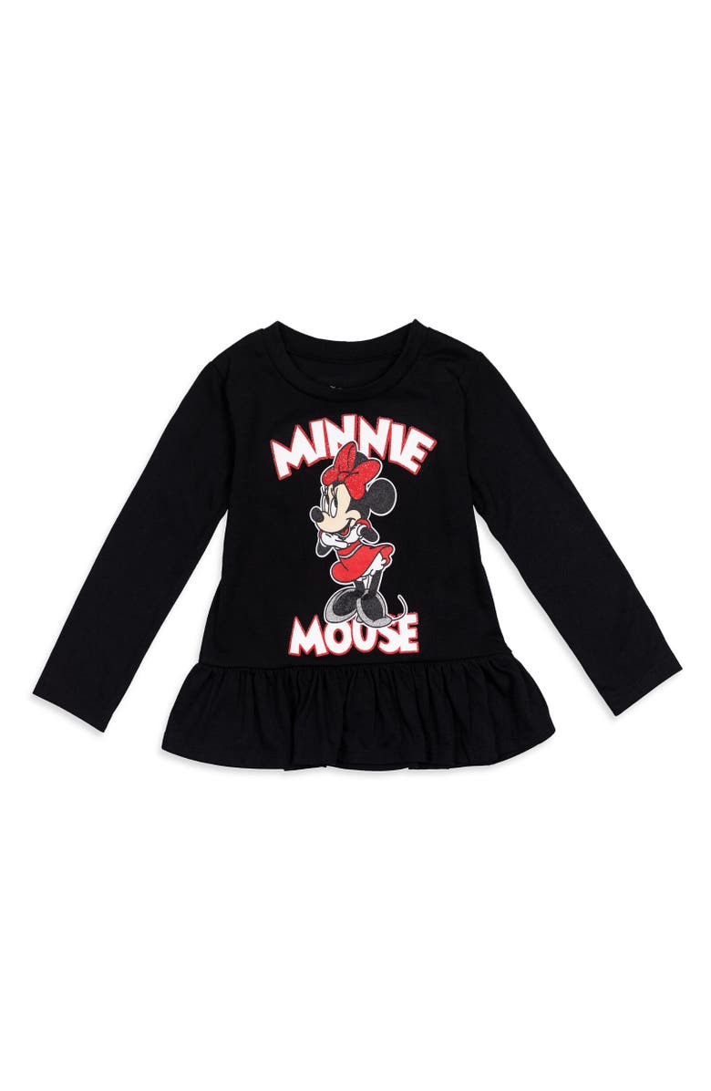 Disney Long Sleeve T-Shirt & Leggings Set, Alternate, color, Black / Red Polka Dots Peplum