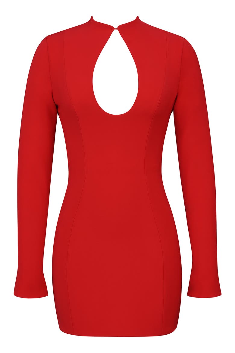 Lotus Long Sleeve Keyhole Cocktail Minidress, Alternate, color, RED CREPE