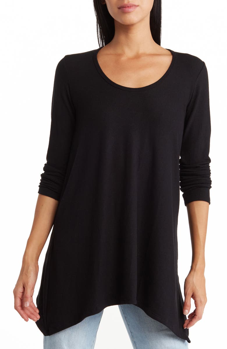 GO COUTURE Assymetrical Leopard Heart Swing Sweater, Main, color, Black Print 1