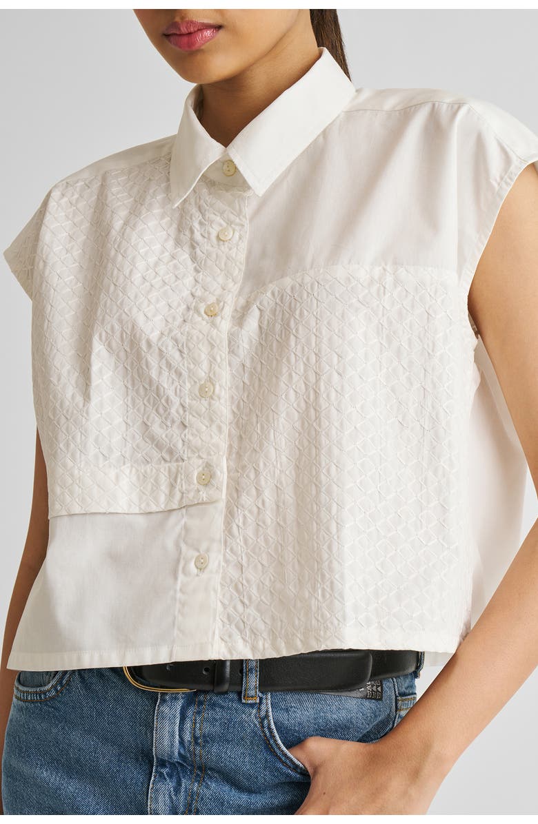 Reistor Embroidered Panel Crop Top, Alternate, color, White