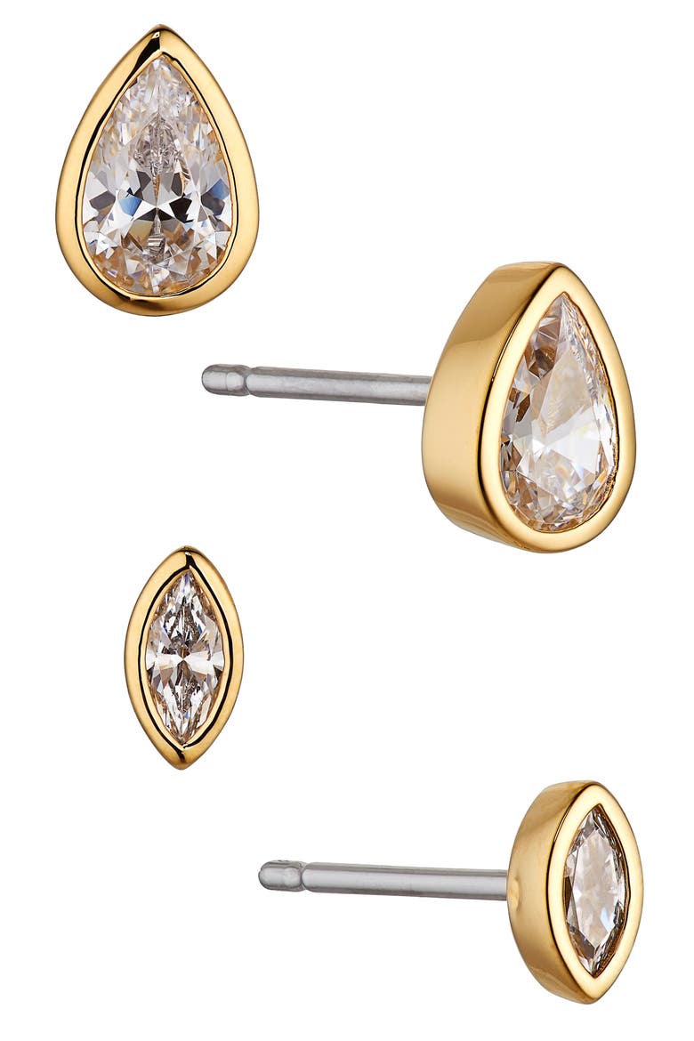 Daylight 2-Pack Cubic Zirconia Stud Earrings, Main, color, GOLD