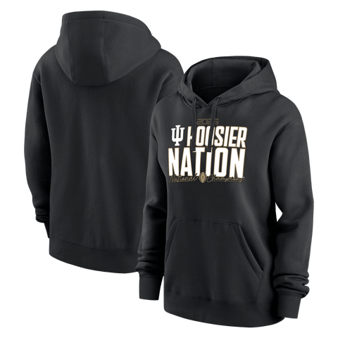 Women's  Black Indiana Hoosiers College Football Playoff 2025 National Champions Run Stopper Hoodie