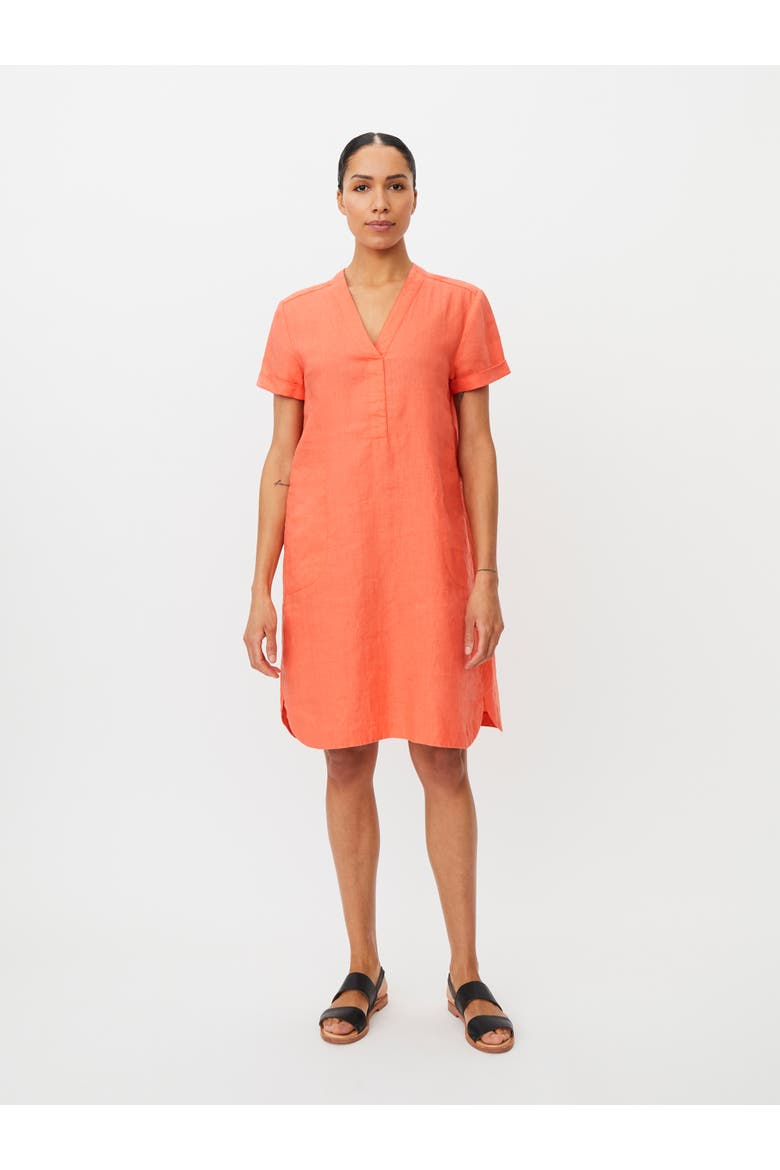 Manareela Linen V-Neck Tunic Dress, Main, color, Camellia