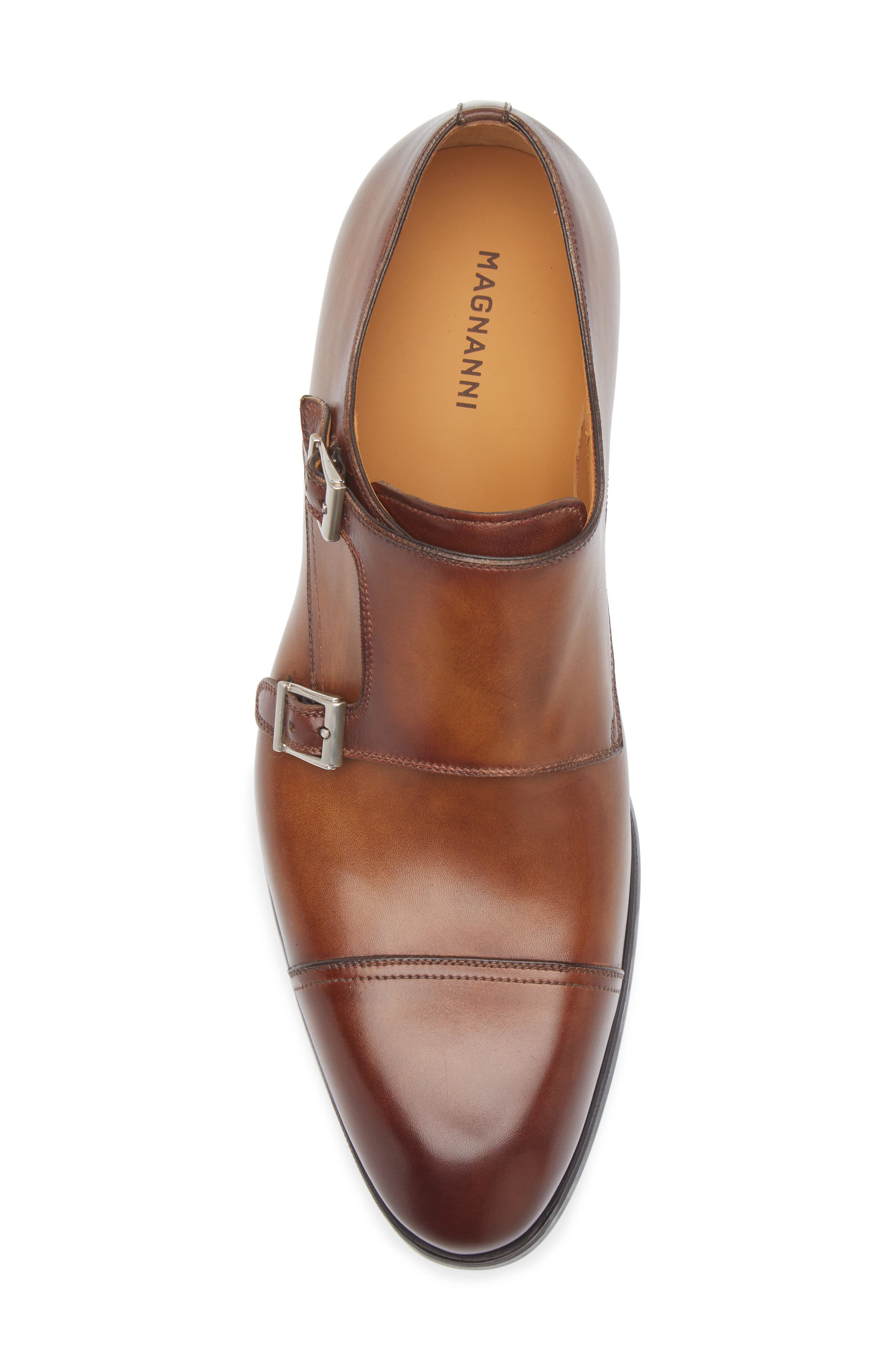 Magnanni Montego Cap Toe Double Monk Strap Shoe, Alternate, color, Tabaco Brown