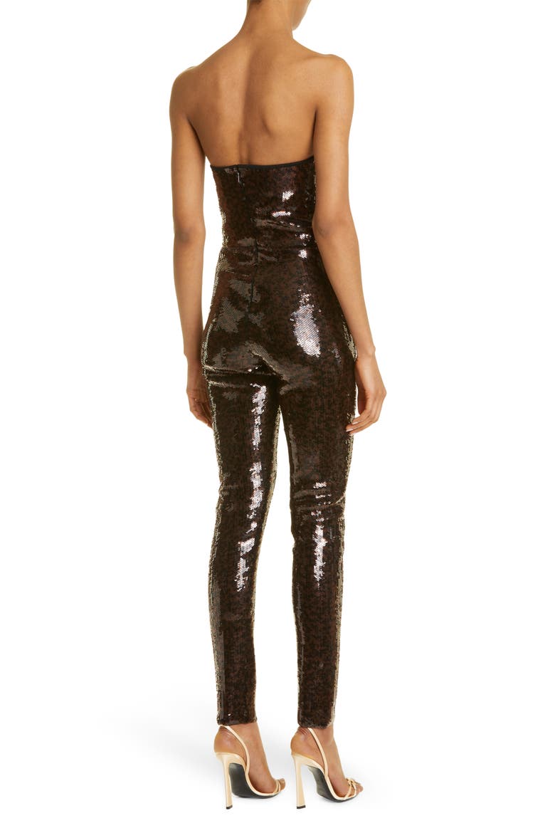 Sequin Strapless Jumpsuit, Alternate, color, NOIR