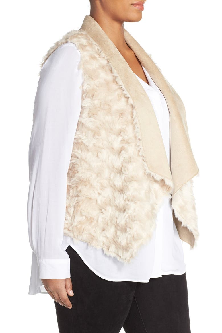 'Sheri' Drape Front Faux Fur Vest, Alternate, color, LIGHT TAUPE