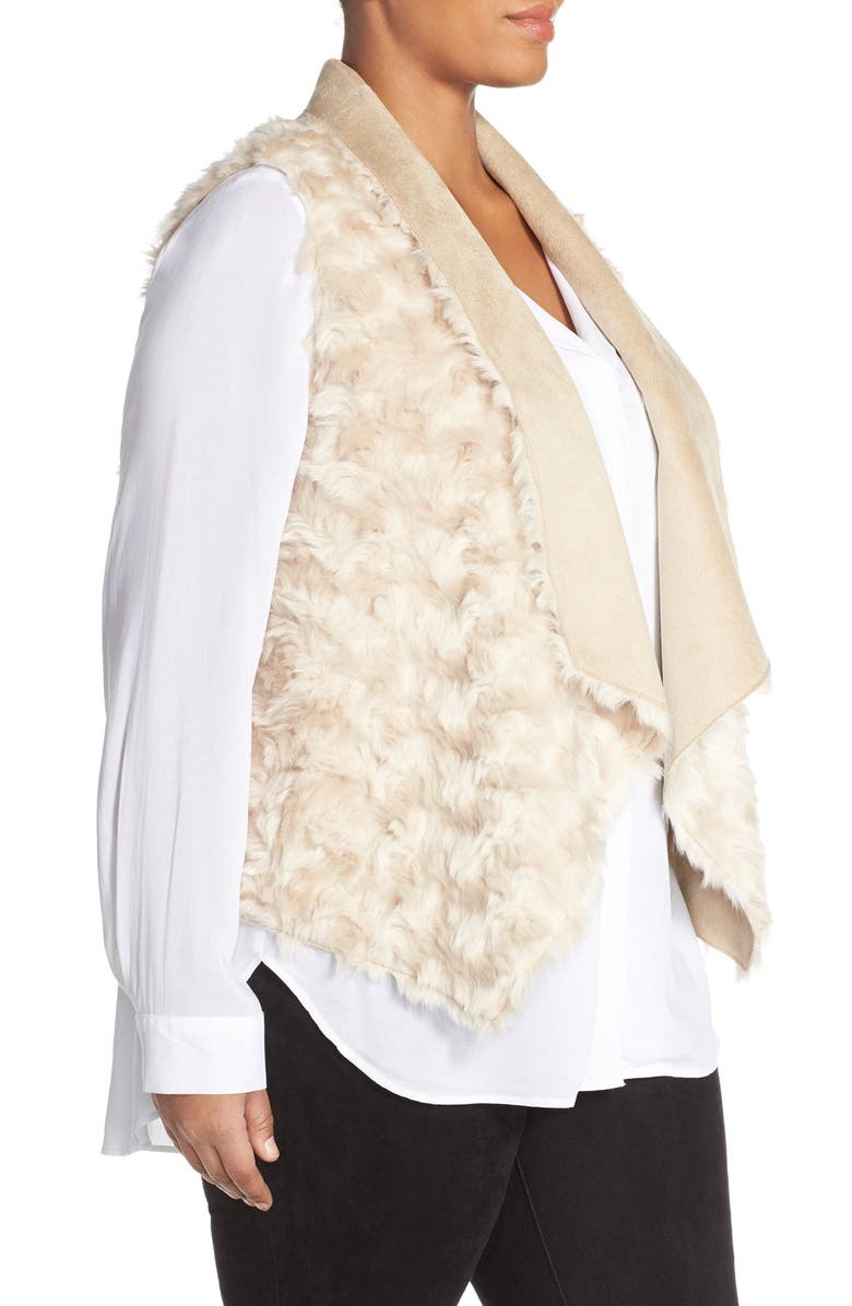 Tart 'Sheri' Drape Front Faux Fur Vest, Alternate, color, Light Taupe