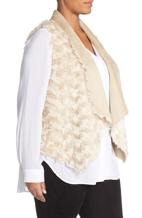 Tart 'sheri' Drape Front Faux Fur Vest In Brown