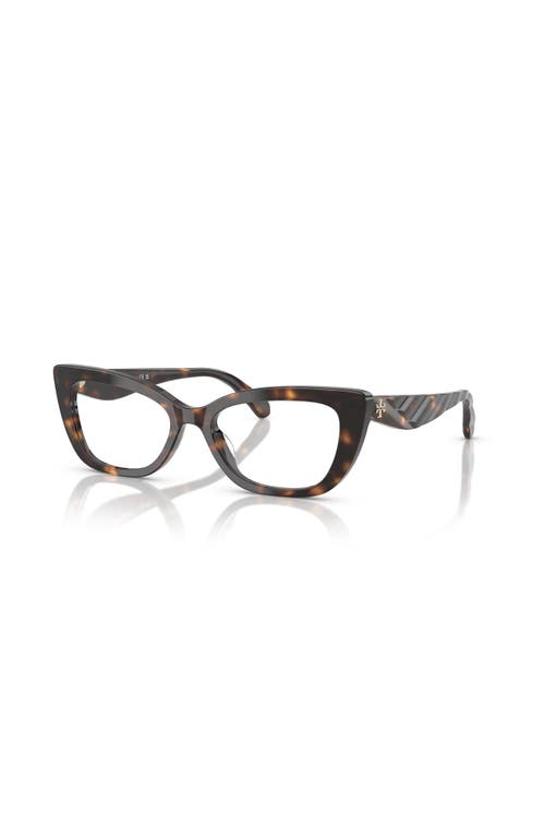 Tory Burch 52mm Cat Eye Optical Glasses In Brown