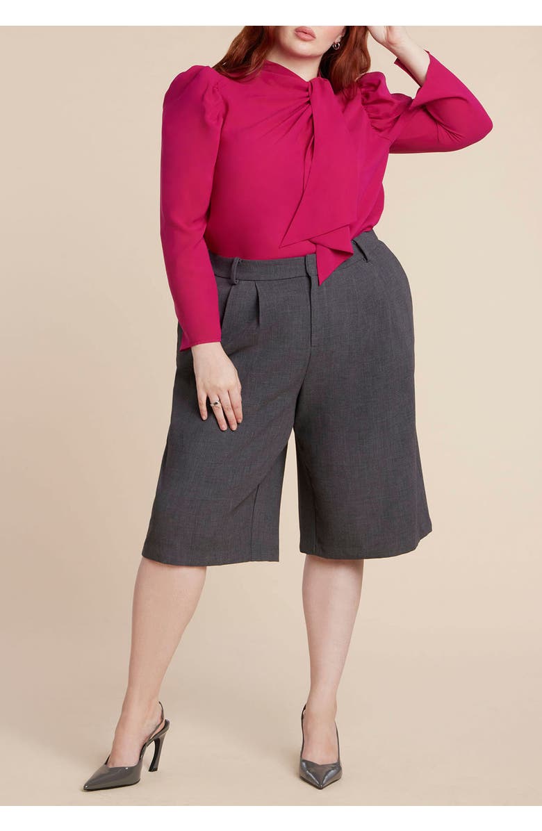 ELOQUII Drape Front Blouse, Alternate, color, Dark Pink