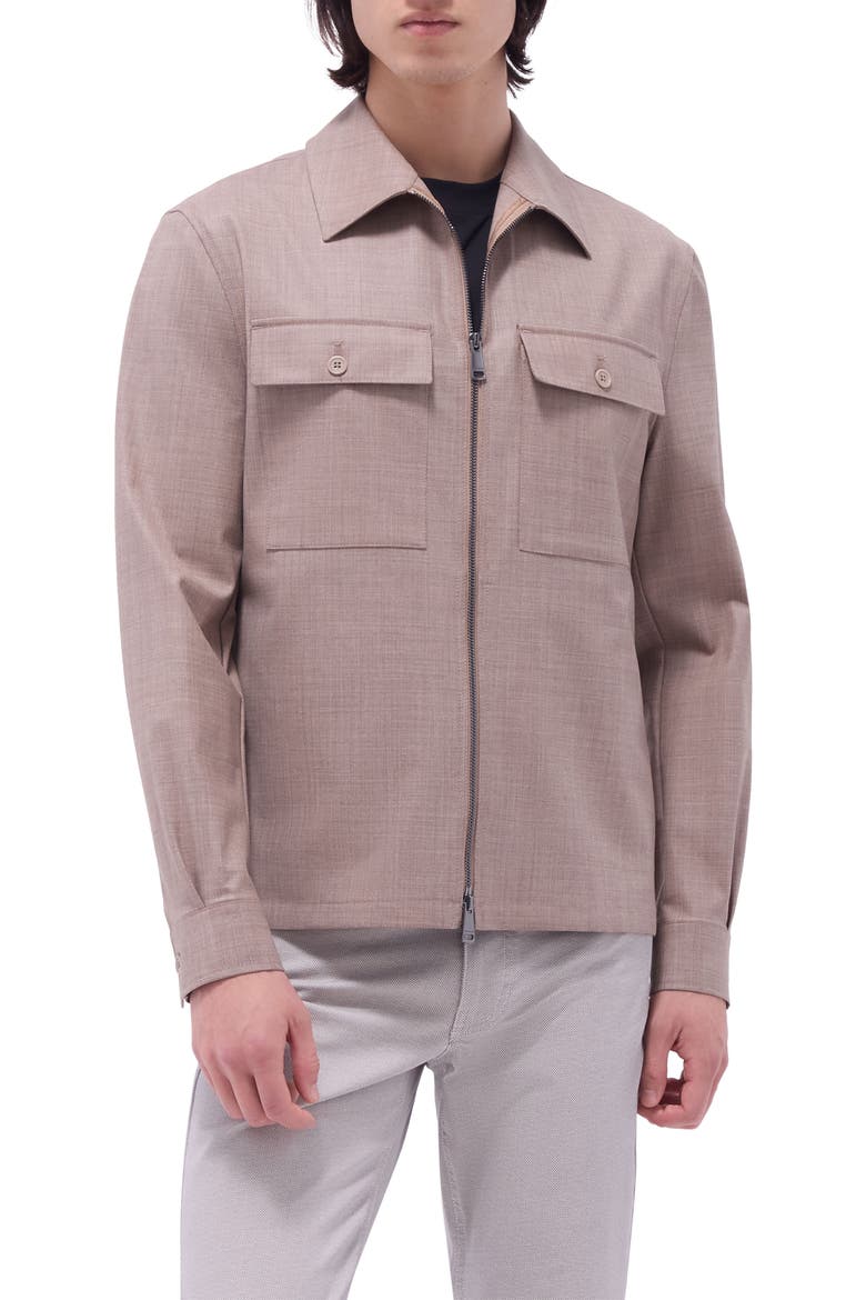 Stretch Wool Zip Shirt Jacket, Main, color, SAND