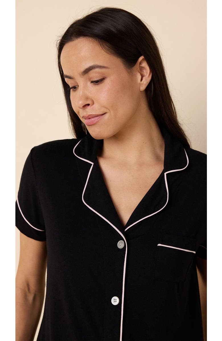 The Cat's Pajamas Pima Knit Cropped Pajama Set, Alternate, color, Midnight