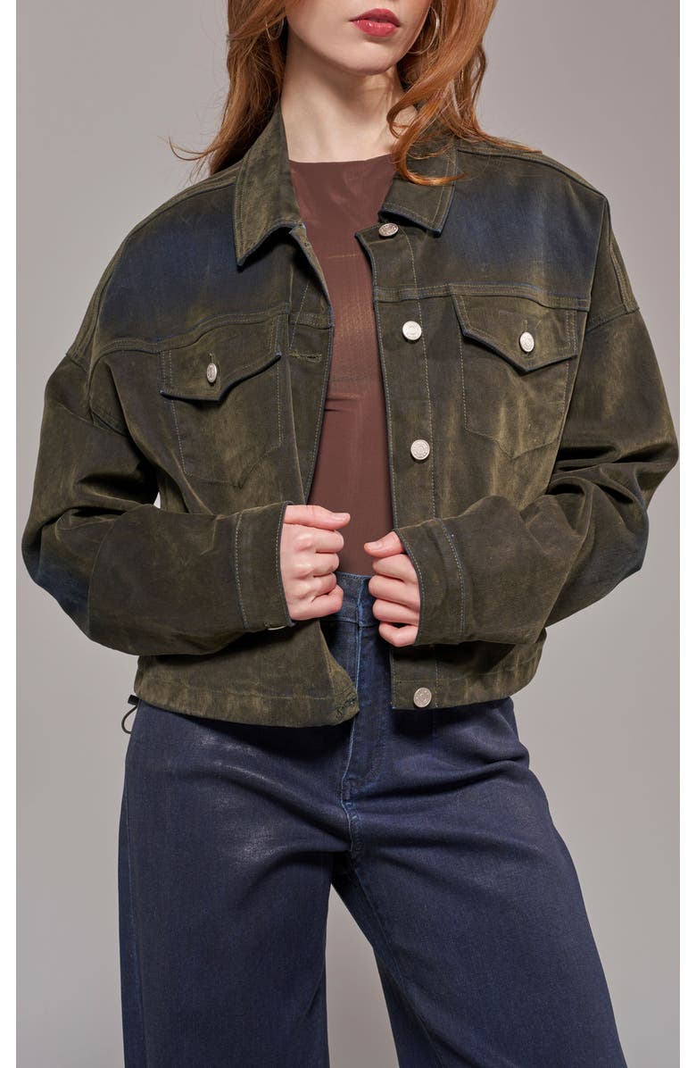 AZALEA WANG Sampson Velvet Denim Jacket, Main, color, Olive