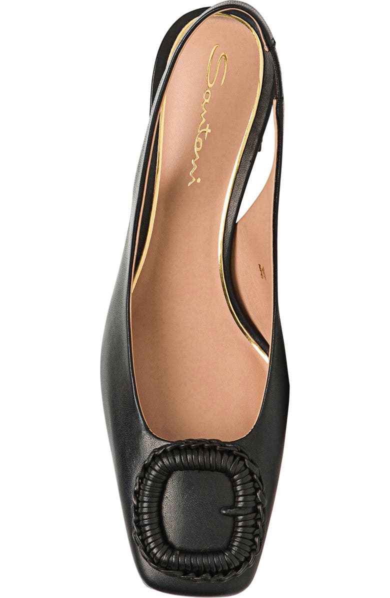 Santoni Leather Mid-Heel Slingback, Alternate, color, Black