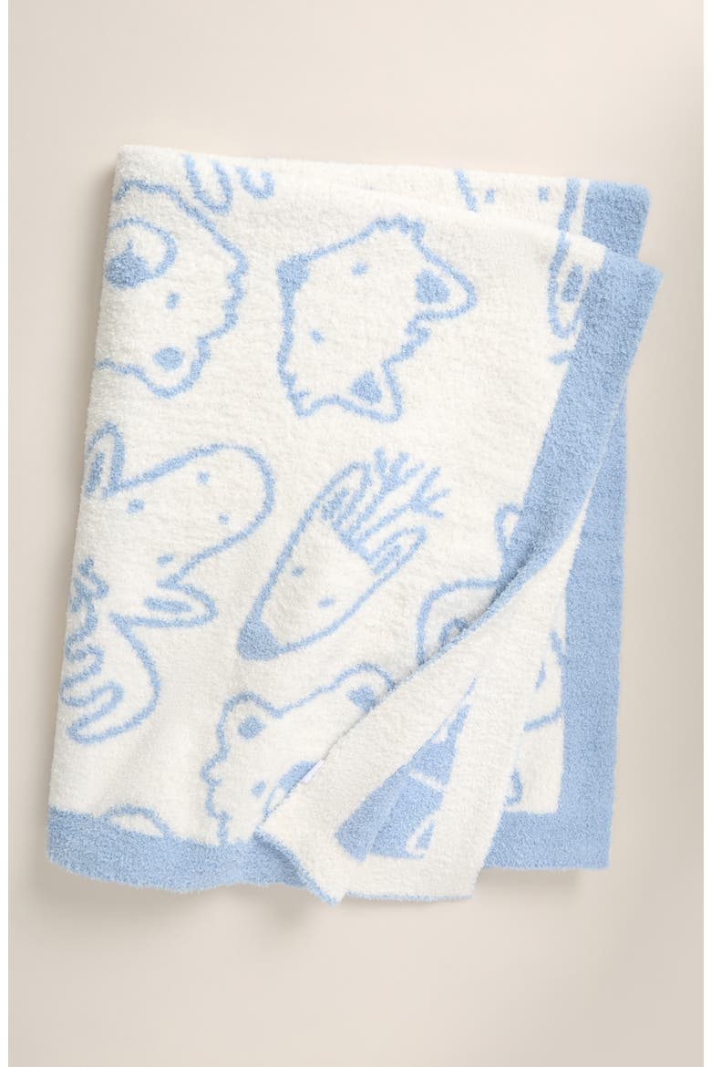 Print So Soft Chenille Blanket, Main, color, IVORY BLUE CRITTERS