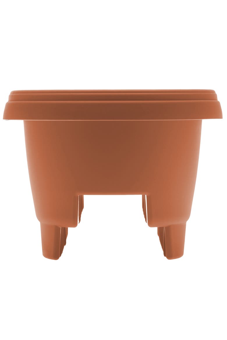 12" Modica Deck Rail Round Planter, Terra Cotta, Main, color, Brown