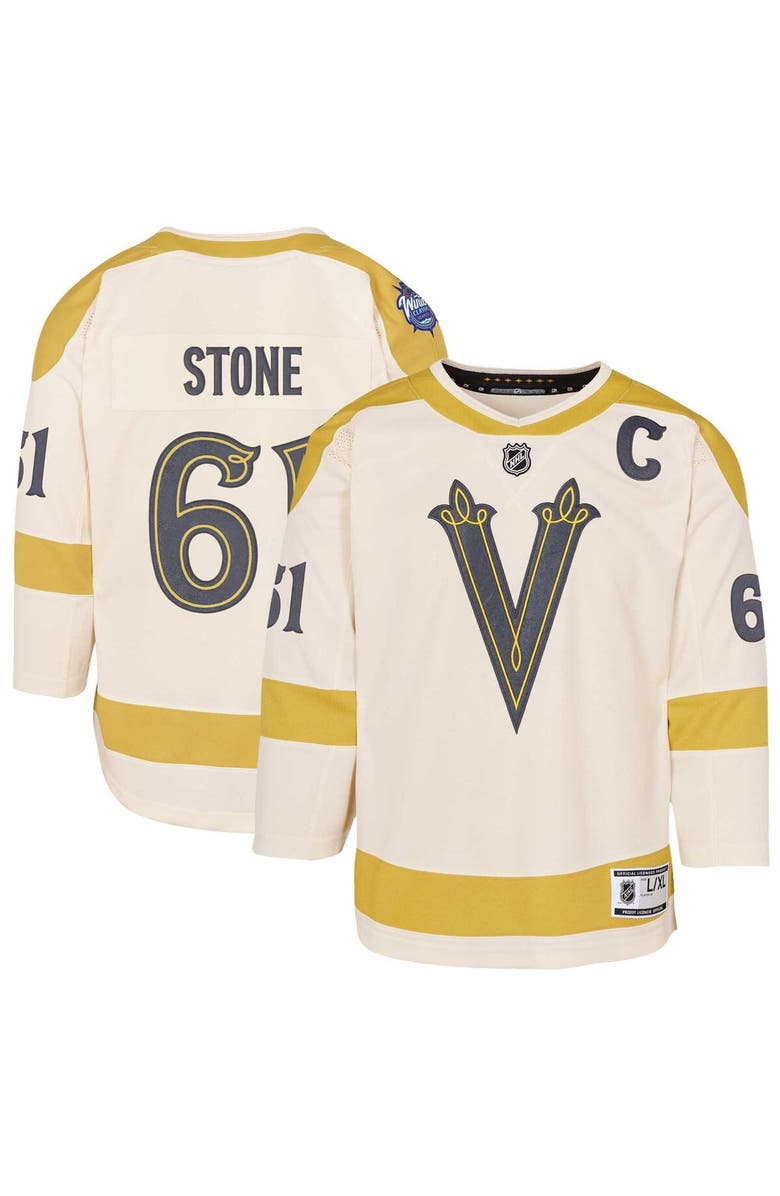 Outerstuff Youth Mark Stone Cream Vegas Golden Knights 2024 NHL Winter Classic Premier Player Jersey, Main, color, 