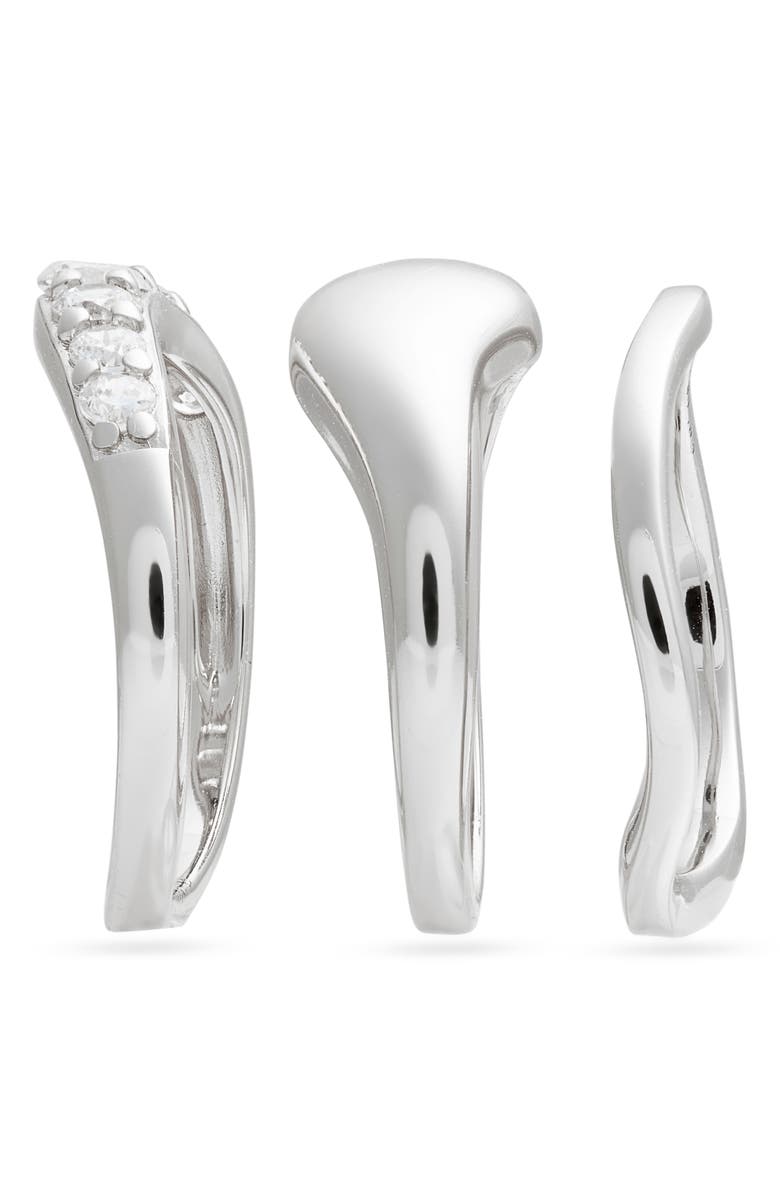 Nordstrom Set of 3 Sculpted Rings, Alternate, color, Clear- Silver