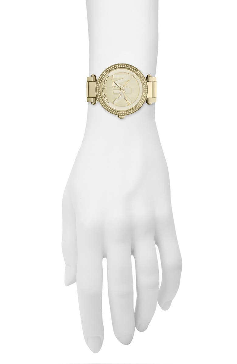 MICHAEL Michael Kors Michael Kors Parker Logo Dial Bracelet Watch, 39mm, Alternate, color, Gold