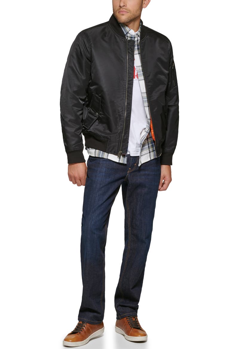 Filled Flight Bomber Jacket, Alternate, color, BLACK