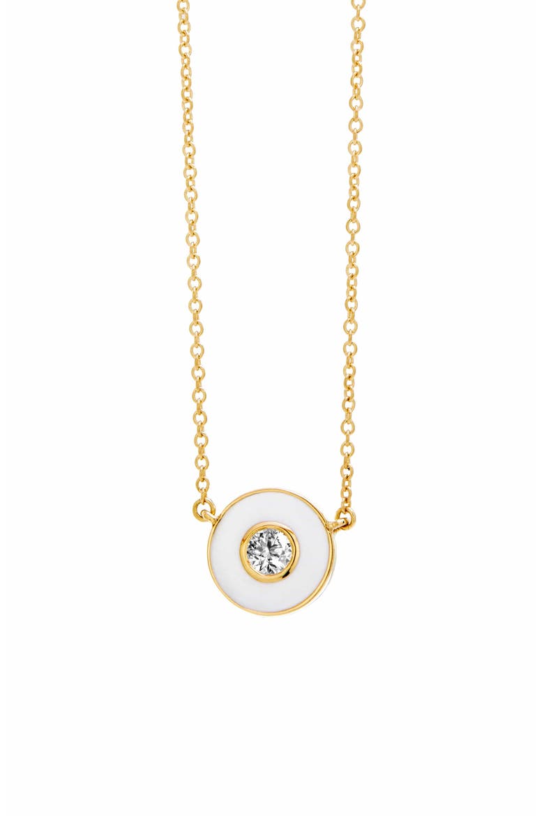 Enamel Disc Necklace, Main, color, White Enamel