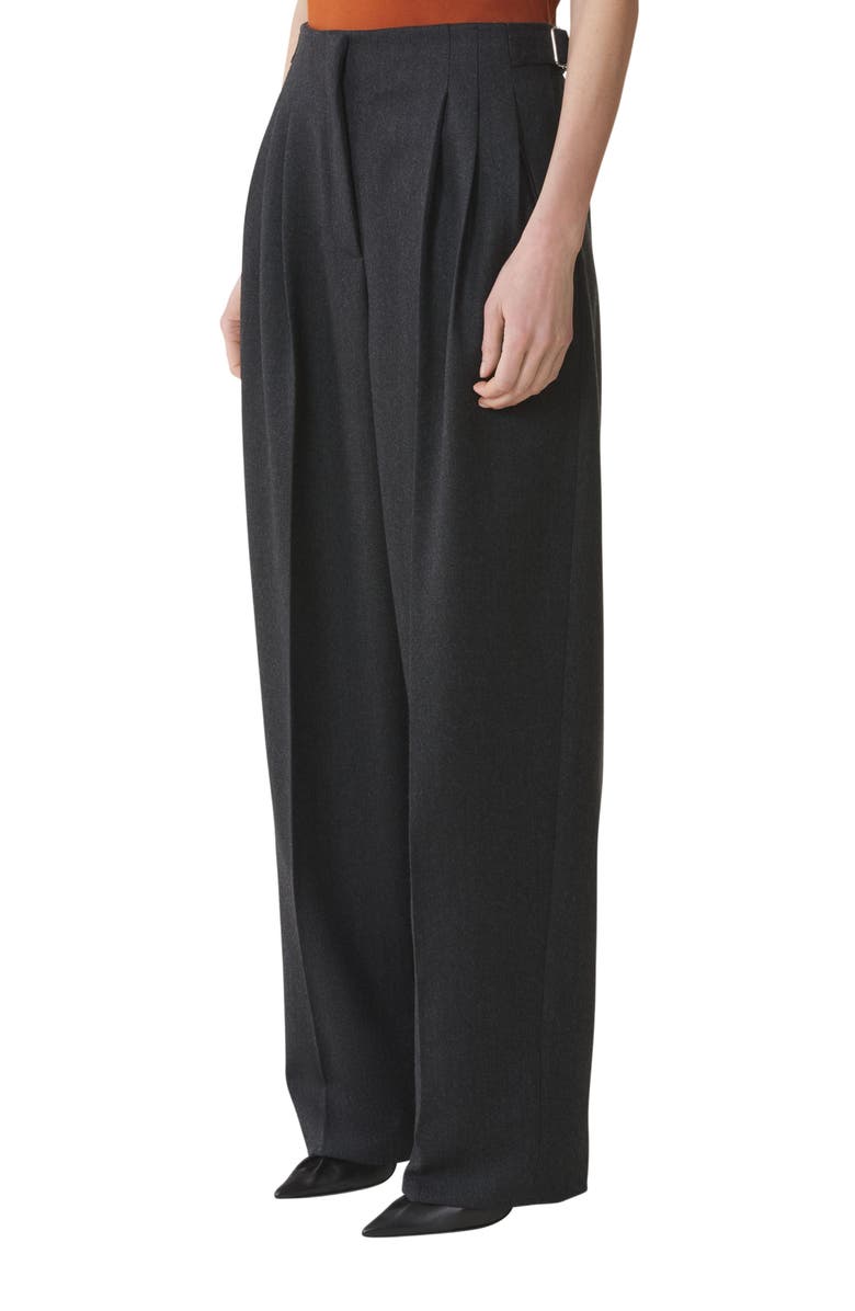 Lanvin Wide-Leg Flannel Pants, Alternate, color, Anthracite