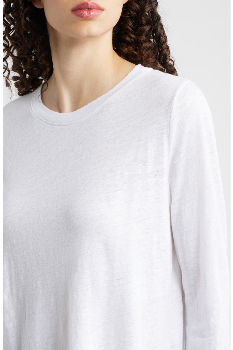 Long Sleeve Organic Linen T-Shirt, Alternate, color, WHITE
