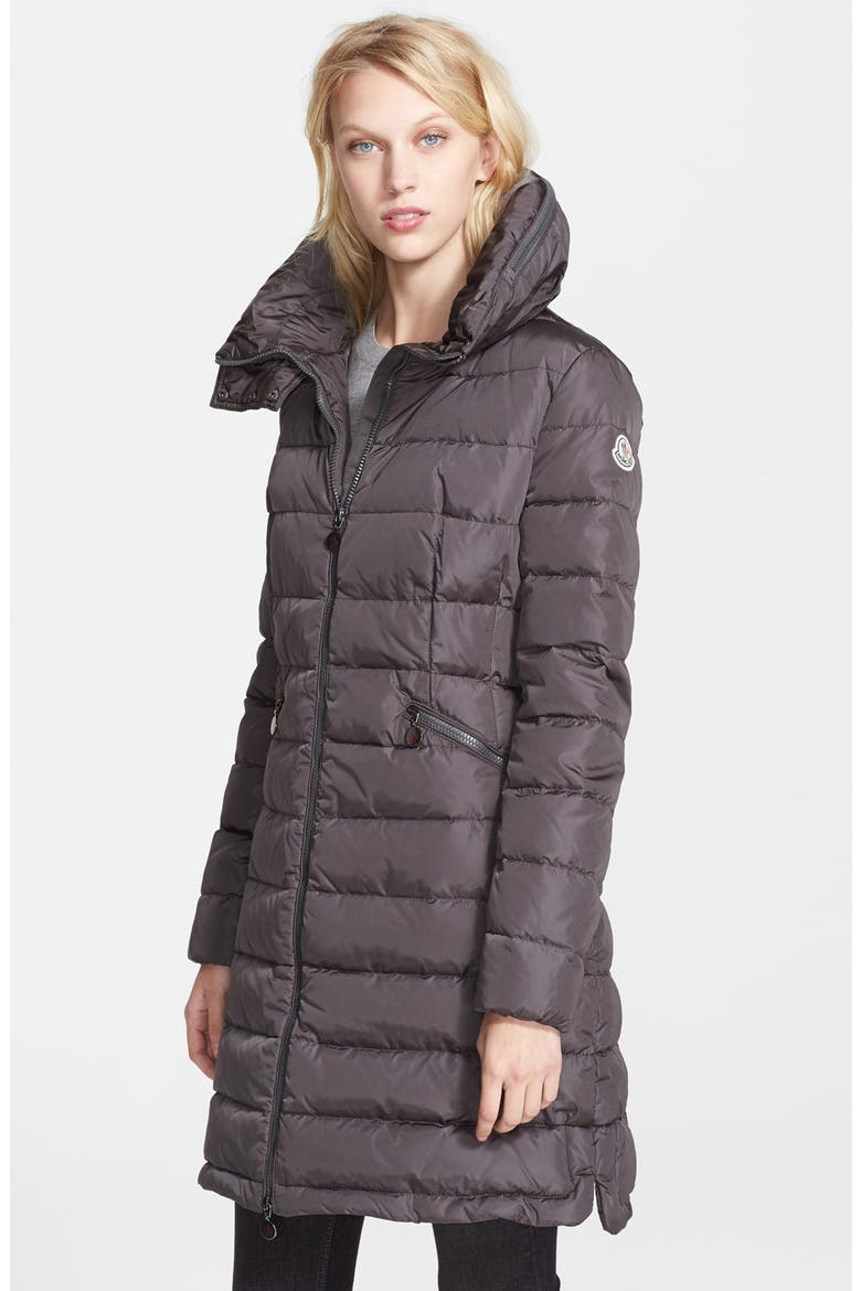 'Flamme' Pillow Collar Down Coat, Main, color, CHARCOAL