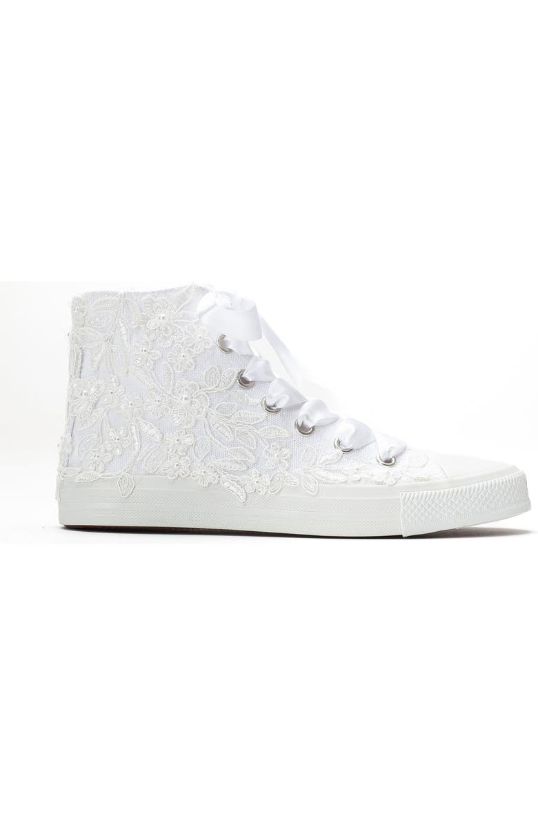 Forever & Always Shoes Isolde Lace High Top Bridal Sneaker, Alternate, color, Ivory