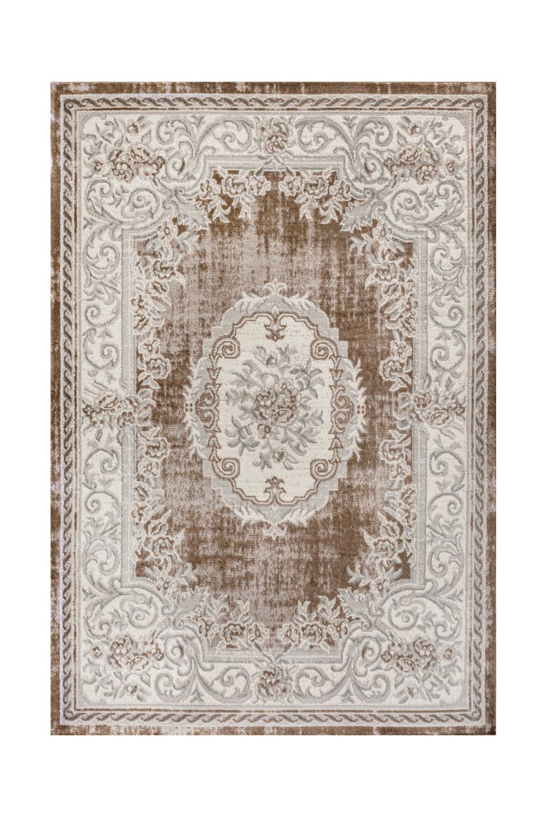 Rosalia Cottage Medallion Area Rug, Main, color, Brown/Gray