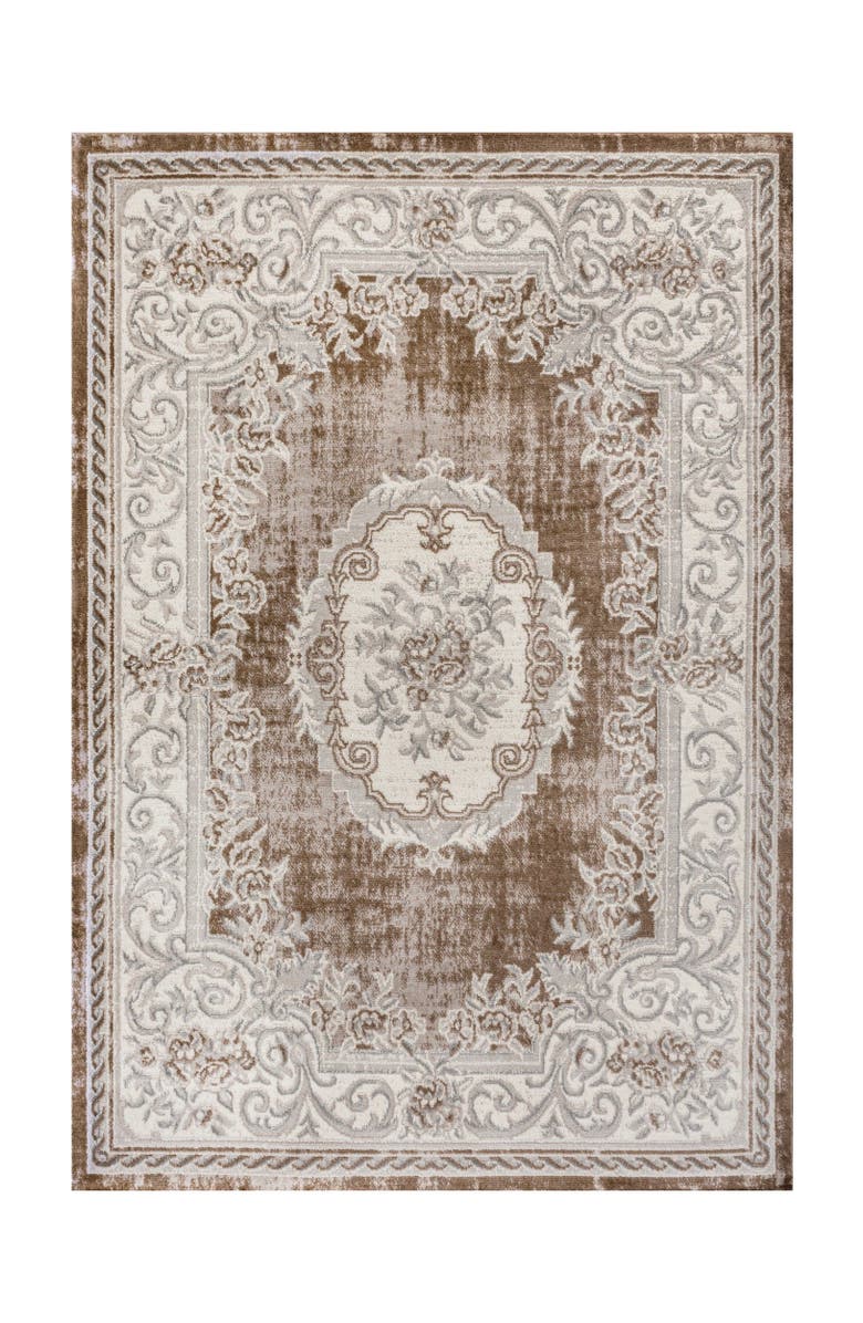 JONATHAN Y Rosalia Cottage Medallion Area Rug, Main, color, Brown/Gray