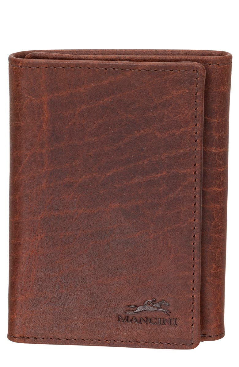 Mancini RFID Trifold Wallet, Main, color, Brown