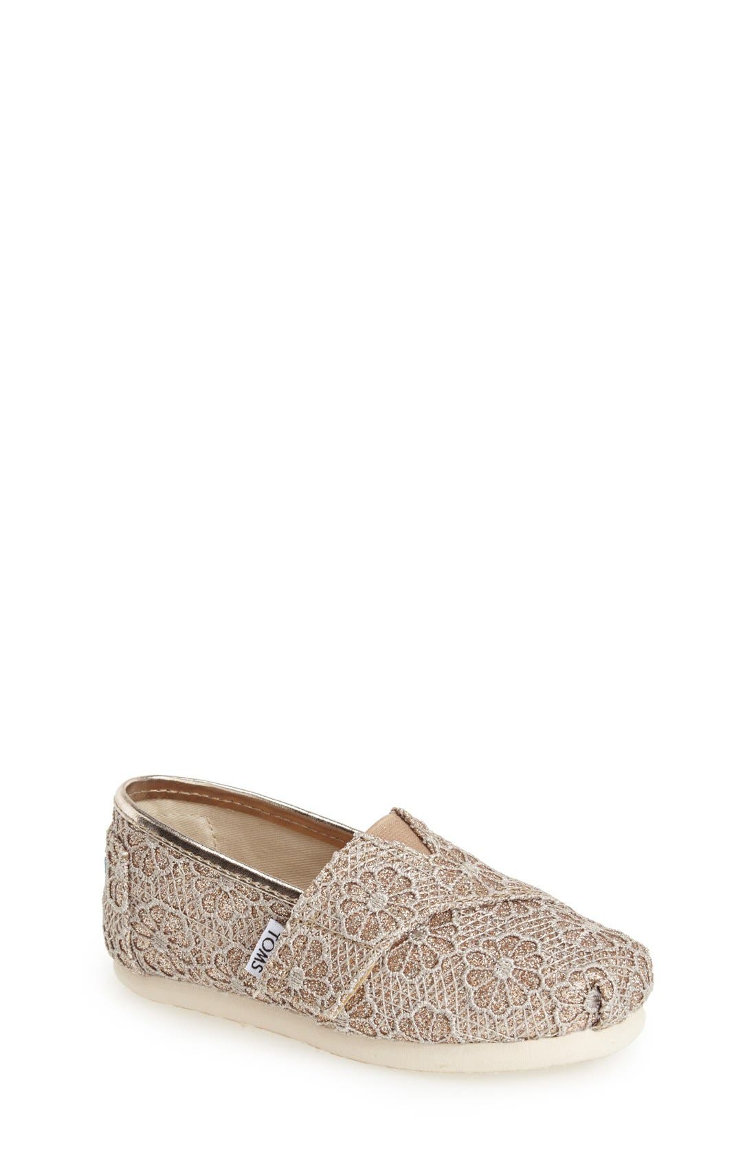 TOMS 'Classic Tiny - Crochet' Slip-On, Main, color, 