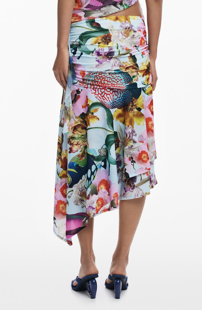 Desigual Print Asymmetric Maxi Skirt, Alternate, color, Pink