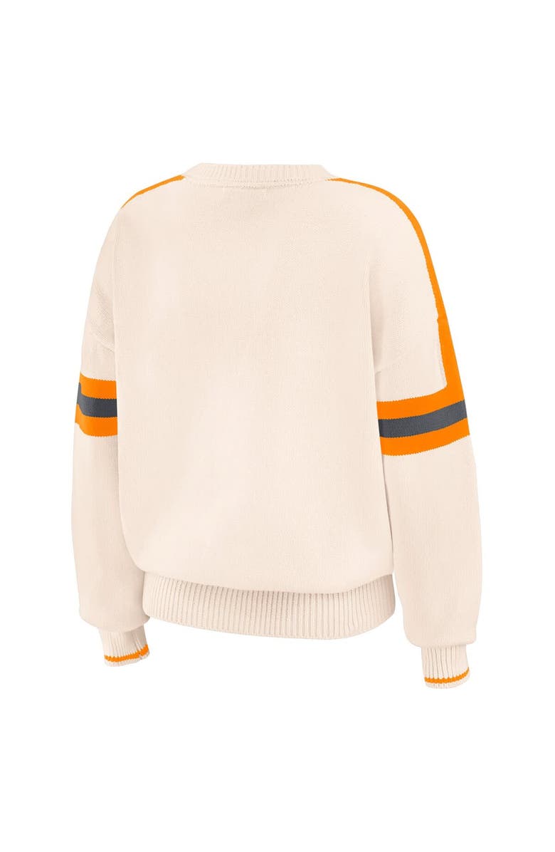 WEAR by Erin Andrews Women's WEAR by Erin Andrews  Cream Tennessee Volunteers Chenille Woven Patch Stripe Pullover Sweater, Alternate, color, Cream