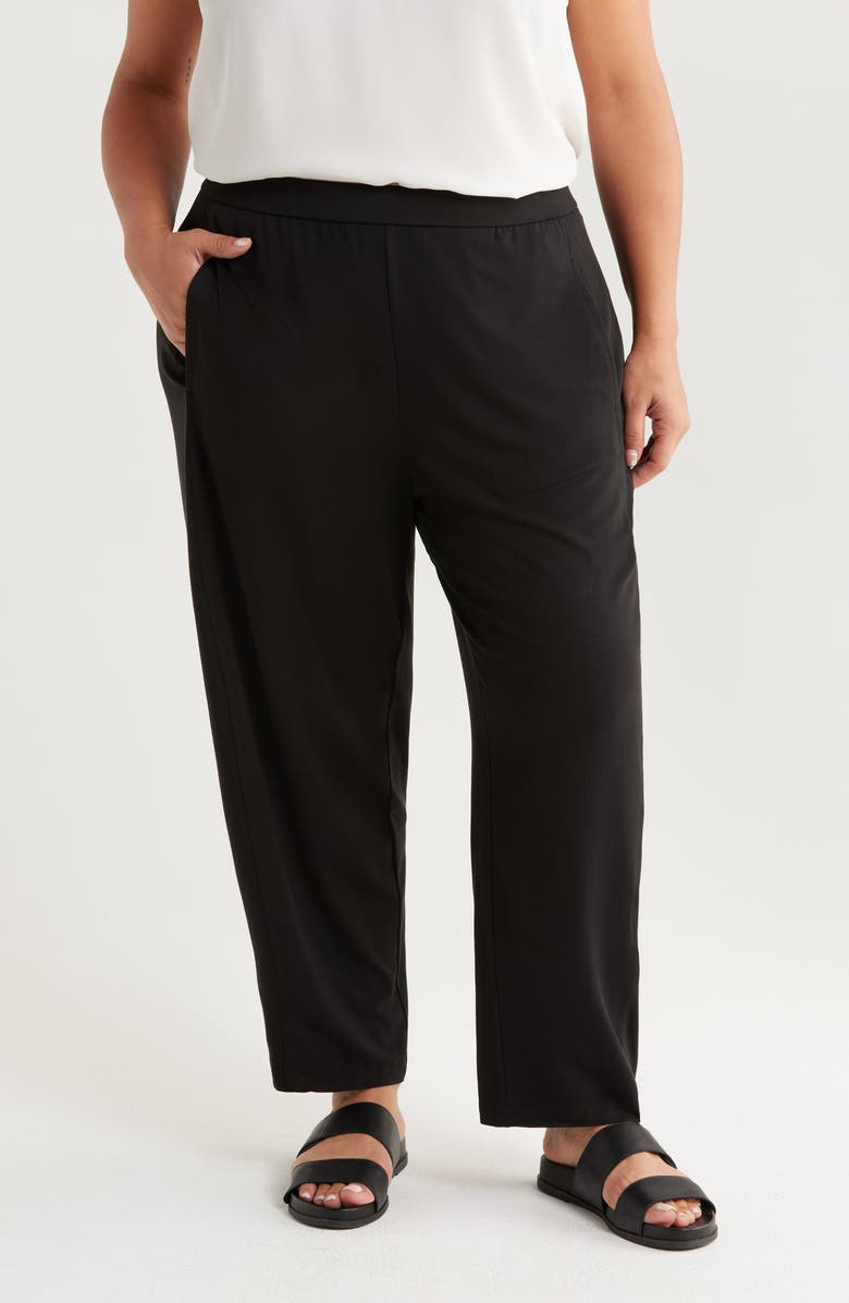 Eileen Fisher Jersey Ankle Lantern Pants, Main, color, Black