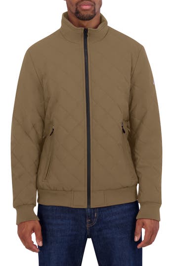 Nautica Diamond Quilted Bomber Jacket In Green