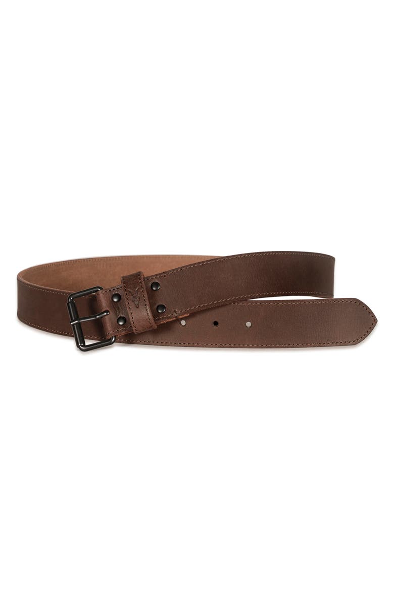 AllSaints Stitched Edge Leather Belt, Alternate, color,