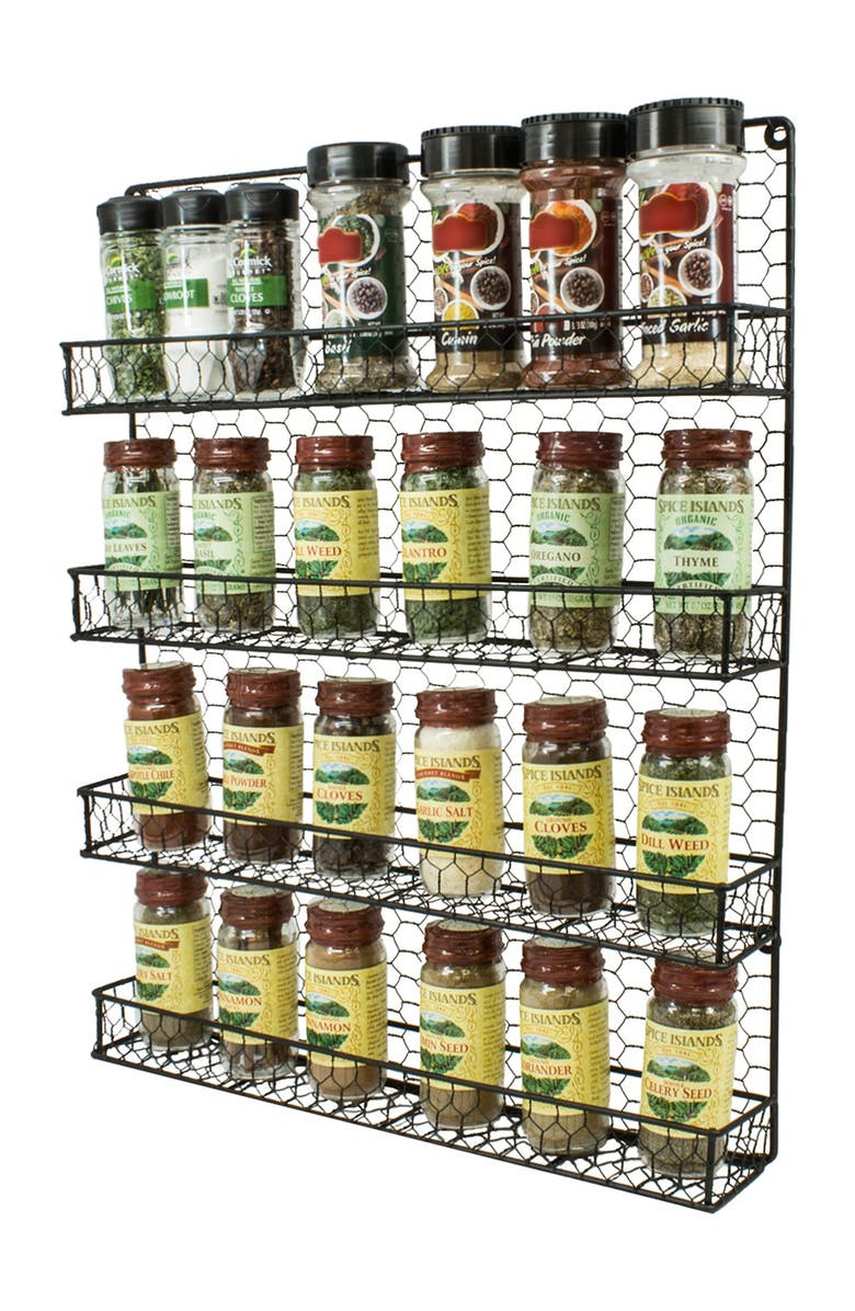 SORBUS 4 Tier Wall Mounted Spice Rack Storage Organizer - Black, Alternate, color, 