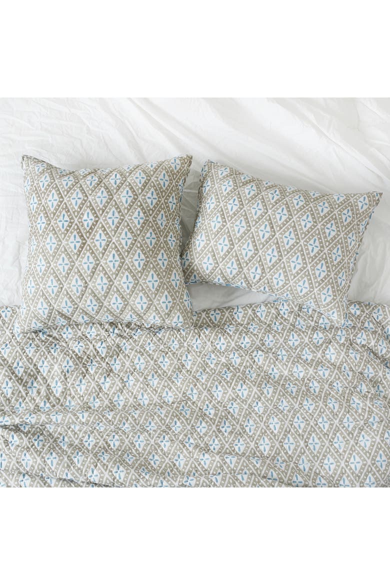 26" x 26" Liam Sky Handcrafted Cotton Euro Sham - Machine Washable, Alternate, color, Blue