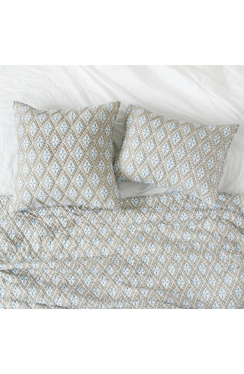 carol & frank 26" x 26" Liam Sky Handcrafted Cotton Euro Sham - Machine Washable, Alternate, color, Blue