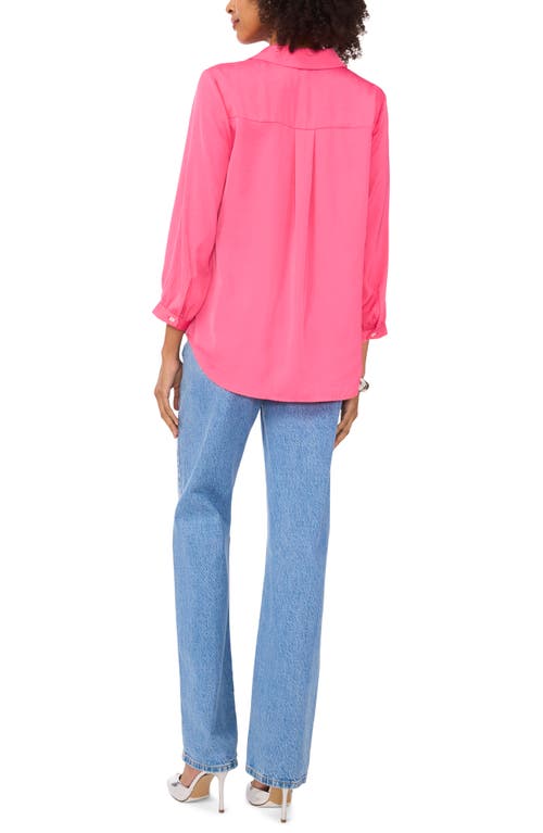 Shop Vince Camuto Pleat Front Satin Shirt In Pink Bliss