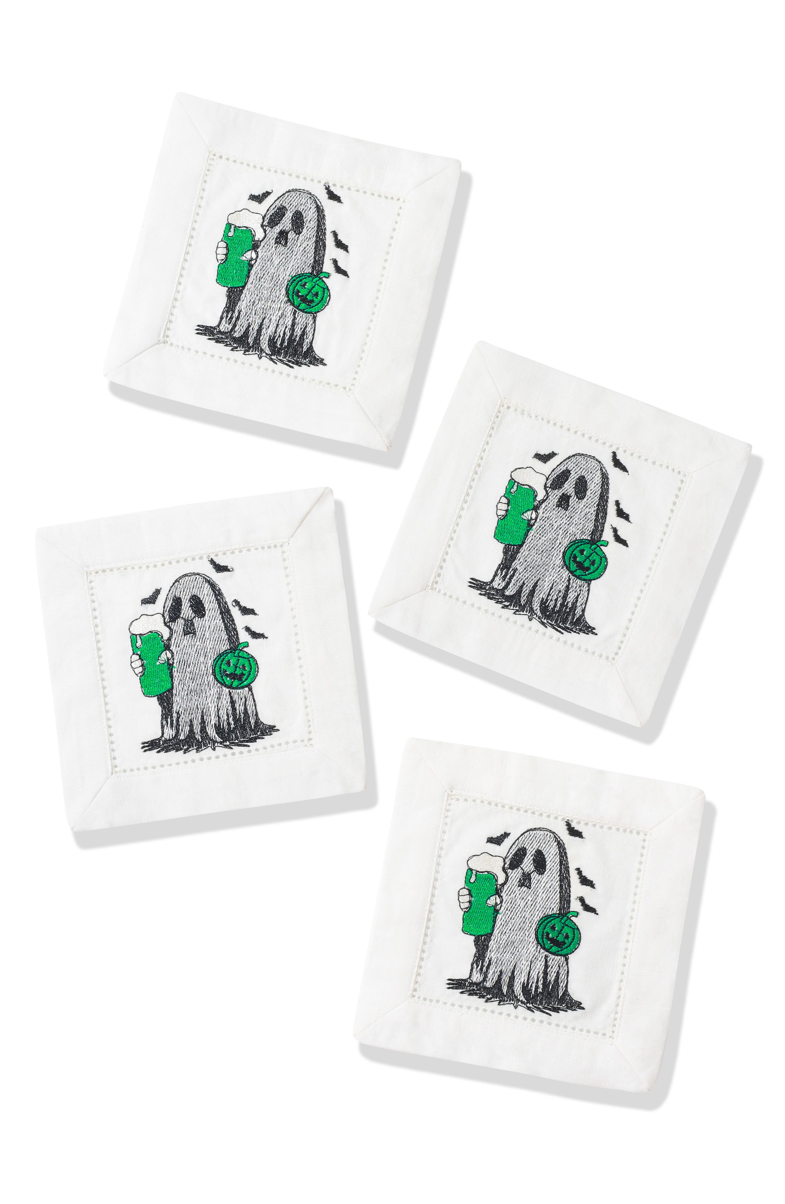 Boo-Zy Brew Embroidered Linen Cocktail Napkins