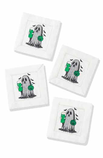 Boo-Zy Brew Embroidered Linen Cocktail Napkins