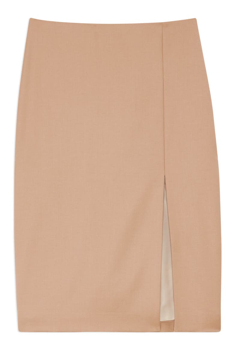 Side Slit Wool Pencil Skirt, Alternate, color, PALOMINO