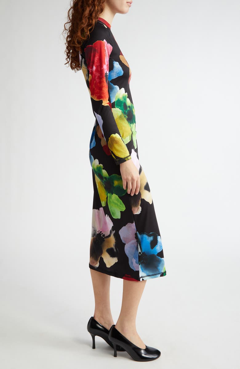 Stine Goya Print Long Sleeve Body-Con Stretch Jersey Midi Dress, Alternate, color, 