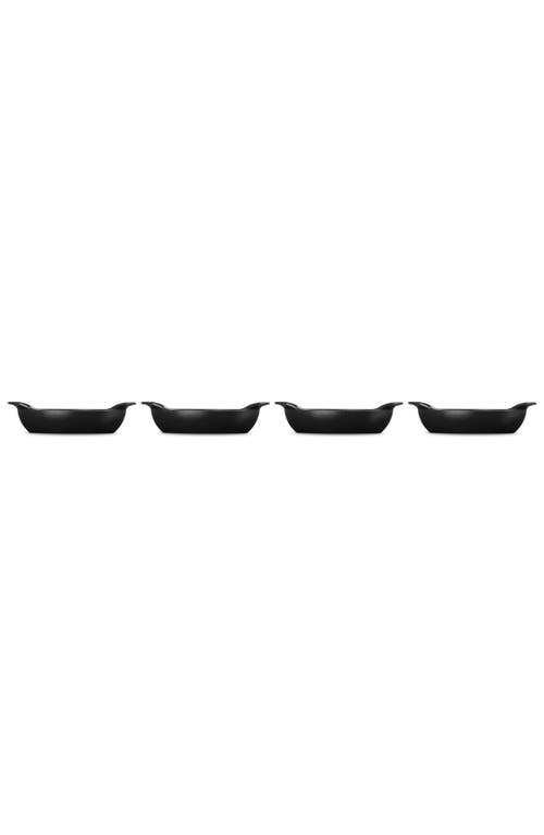 Le Creuset Gourmand Set Of 4 1/3-quart Enamel Cast Iron Oval Baker In Matte Black